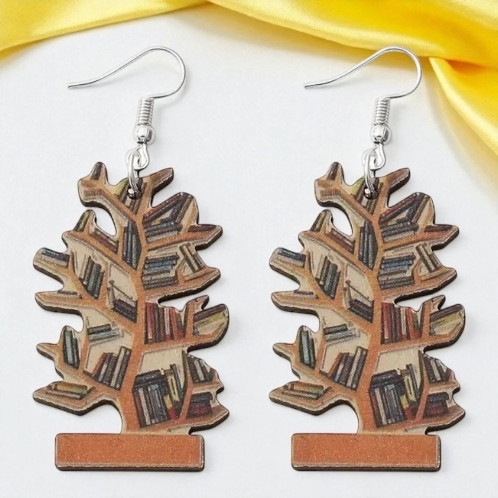 "Bookish Branches" Tree Dangle Earrings – Wear Your Love for Books! NWT Jewelry